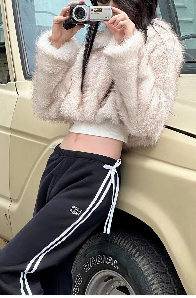 Women’s Bow Bandage Sweatpants Straight Wide Leg Casual Sports Pants