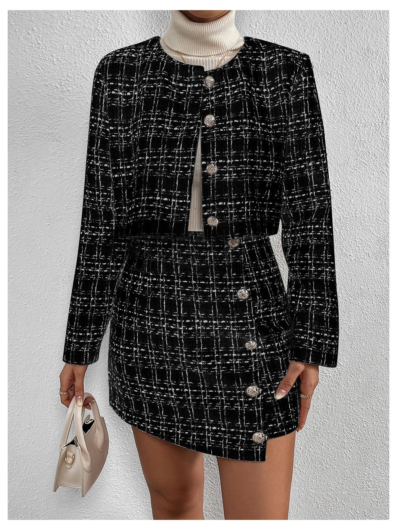 Heavy Industry Knitting Classic Style Jacket Half Body Skirt Outfit