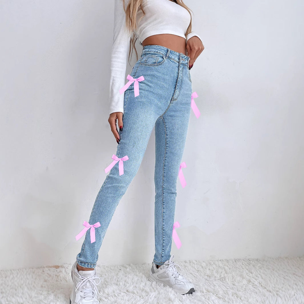 Women's Leggings Bow Stretch Jeans