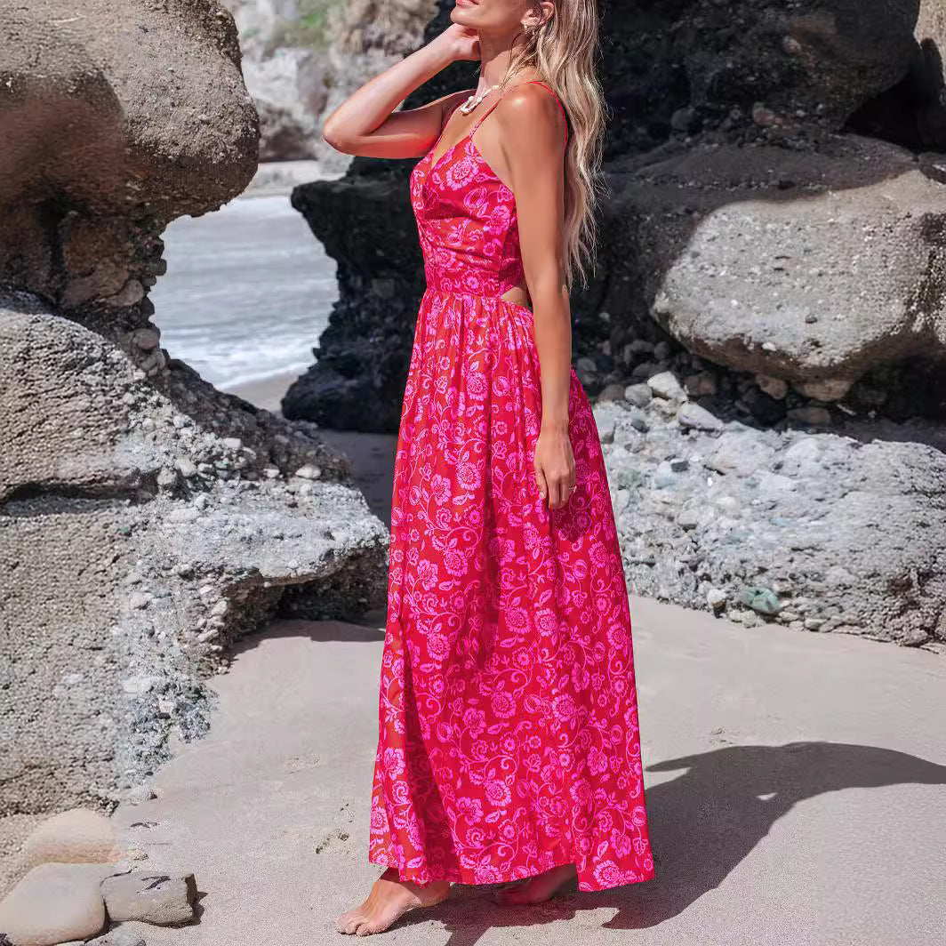 Knotted V-neck Long Dress