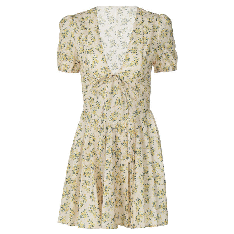 Pleated Floral Dress Women