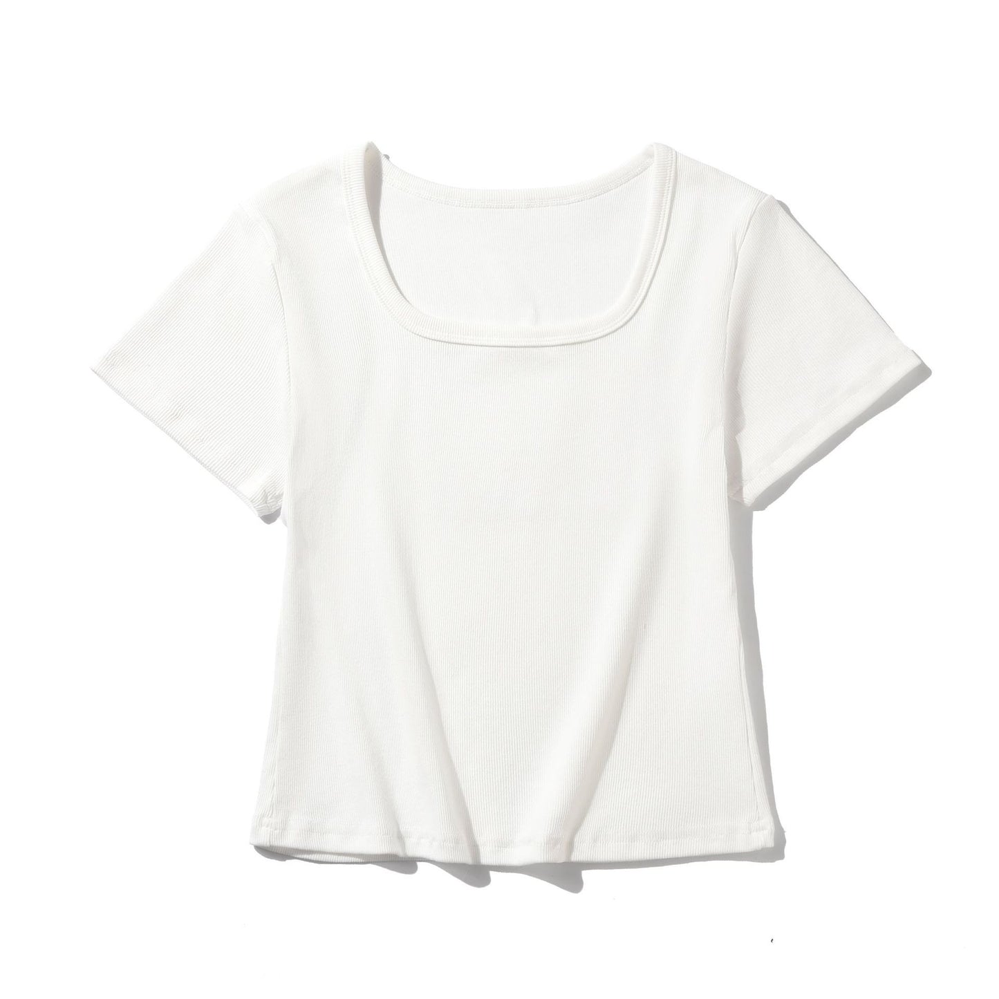 Women's American-style Square Collar Slimming Short-sleeved T-shirt