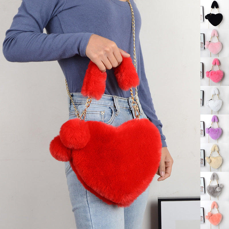 Love Bags Soft Plush Handbags Women Party Bag