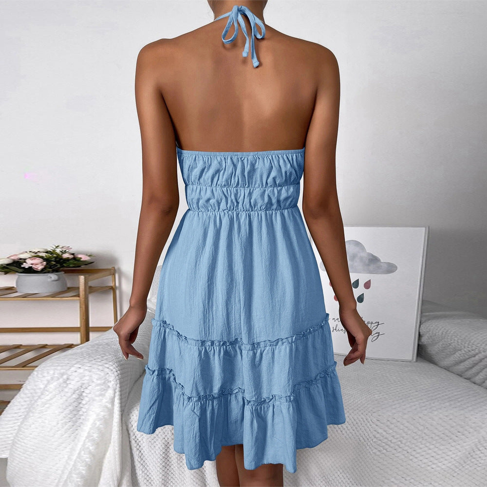 Women's Backless Halter Sling Dress