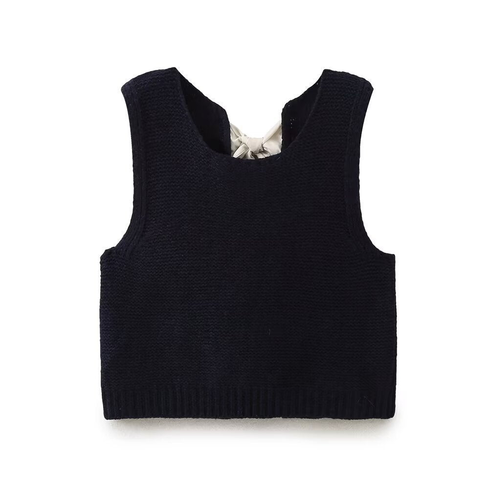 Women's Back Bow Hollow Out Sweater Vest