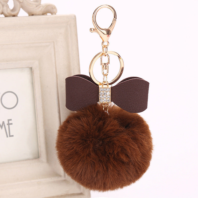 Fashion Fluffy Ball & Bow Keychain