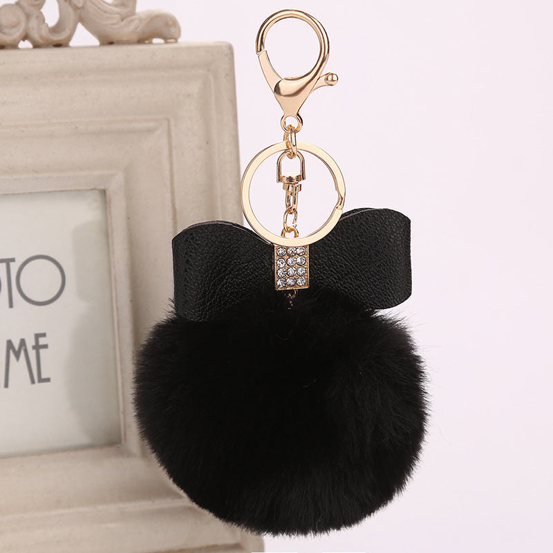 Fashion Fluffy Ball & Bow Keychain