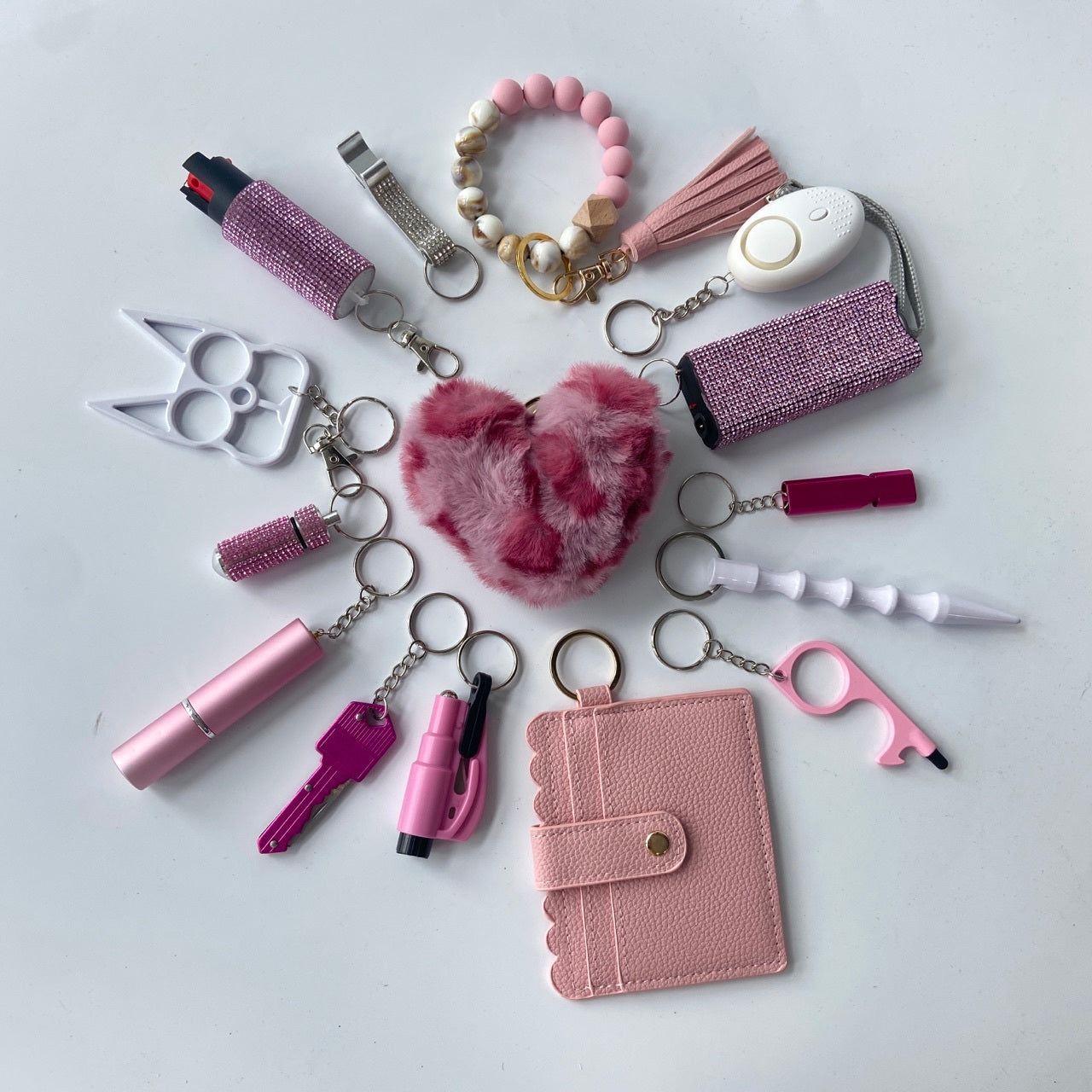 Pink Alarm Keychain Set