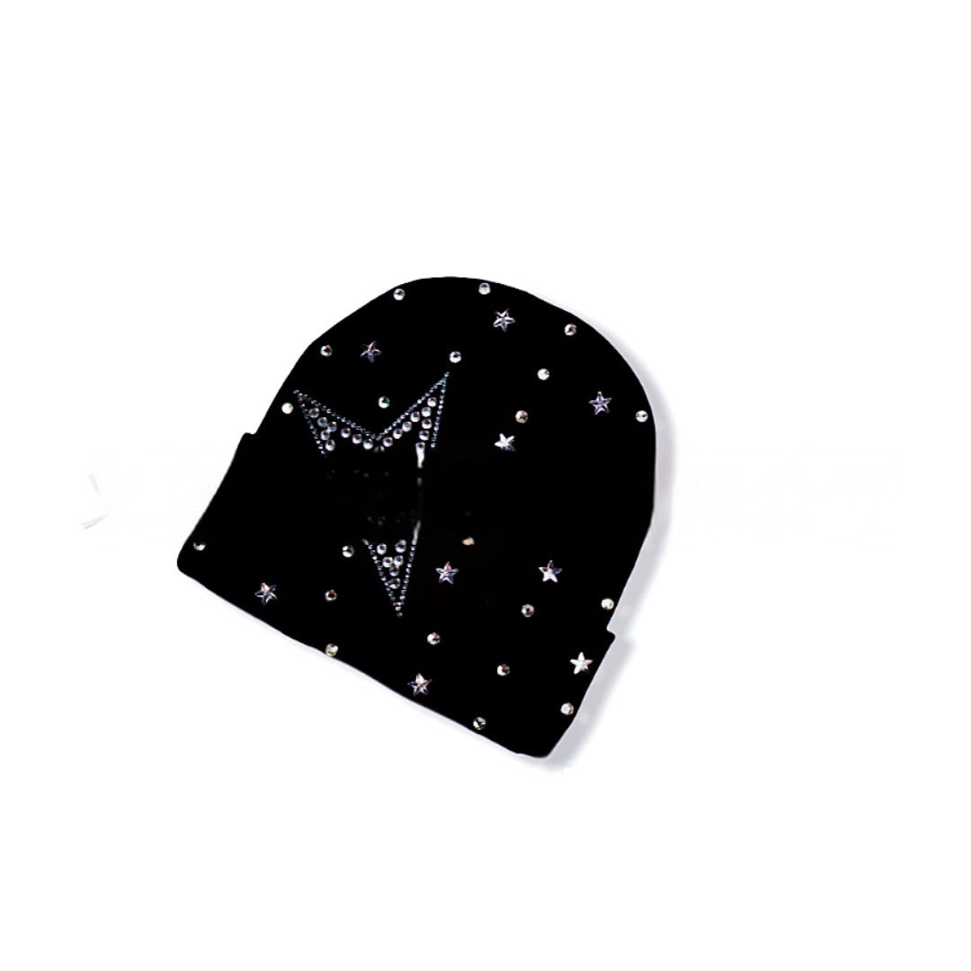 Diamond-embedded Warm Beanie Hat Wool Hat Gloves