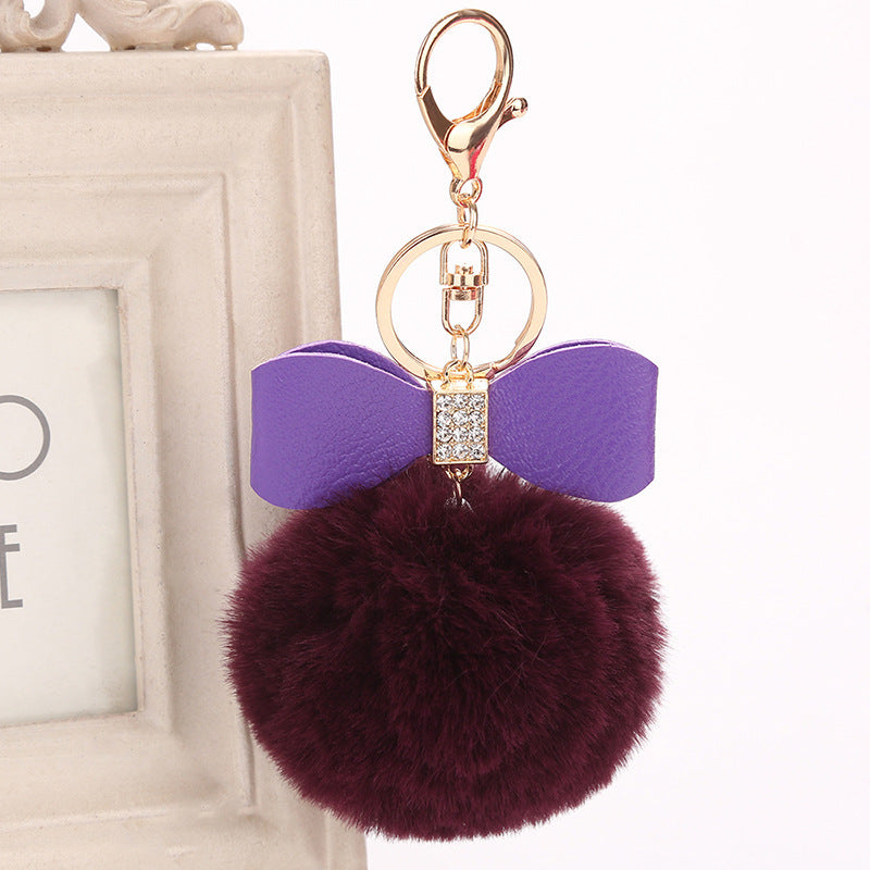 Fashion Fluffy Ball & Bow Keychain