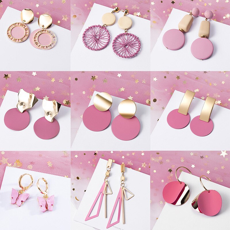 Pink Retro Fashion Sequin Earrings