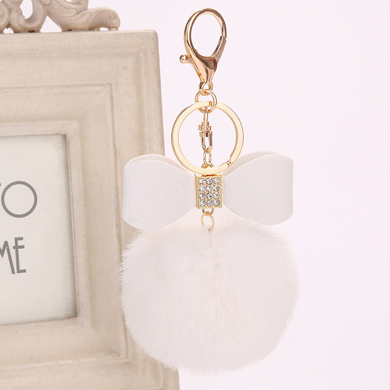 Fashion Fluffy Ball & Bow Keychain