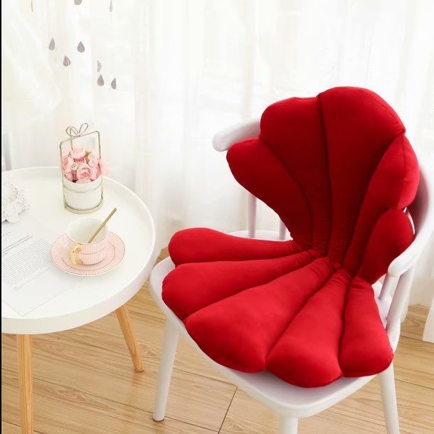 Luxurious Velvet Seal Shell Chair Cushion Unqiue Rose Seat Pillow Decor Girly Room Decorations