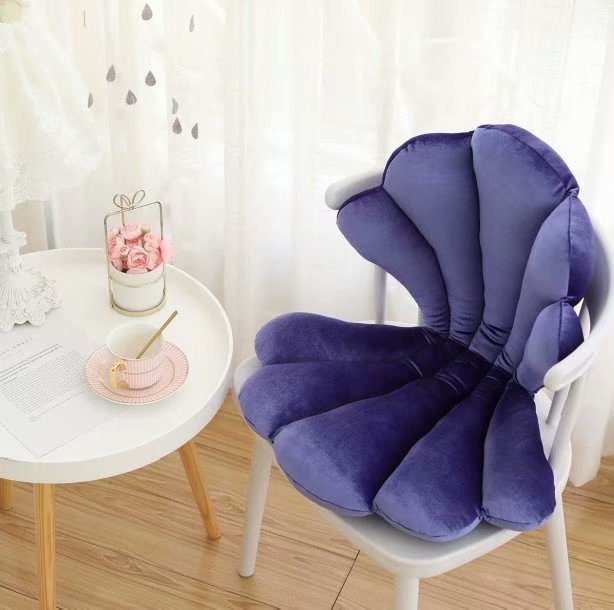 Luxurious Velvet Seal Shell Chair Cushion Unqiue Rose Seat Pillow Decor Girly Room Decorations