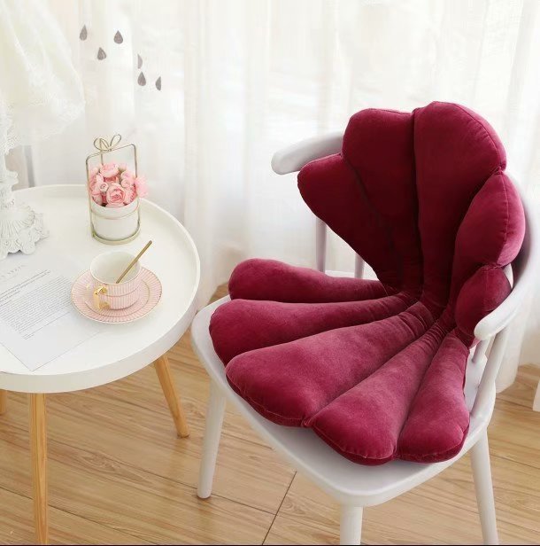 Luxurious Velvet Seal Shell Chair Cushion Unqiue Rose Seat Pillow Decor Girly Room Decorations