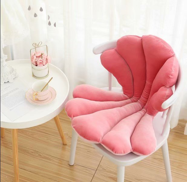 Luxurious Velvet Seal Shell Chair Cushion Unqiue Rose Seat Pillow Decor Girly Room Decorations