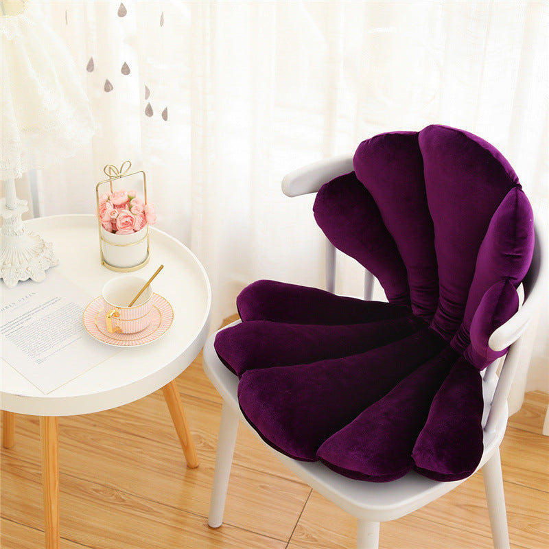 Luxurious Velvet Seal Shell Chair Cushion Unqiue Rose Seat Pillow Decor Girly Room Decorations