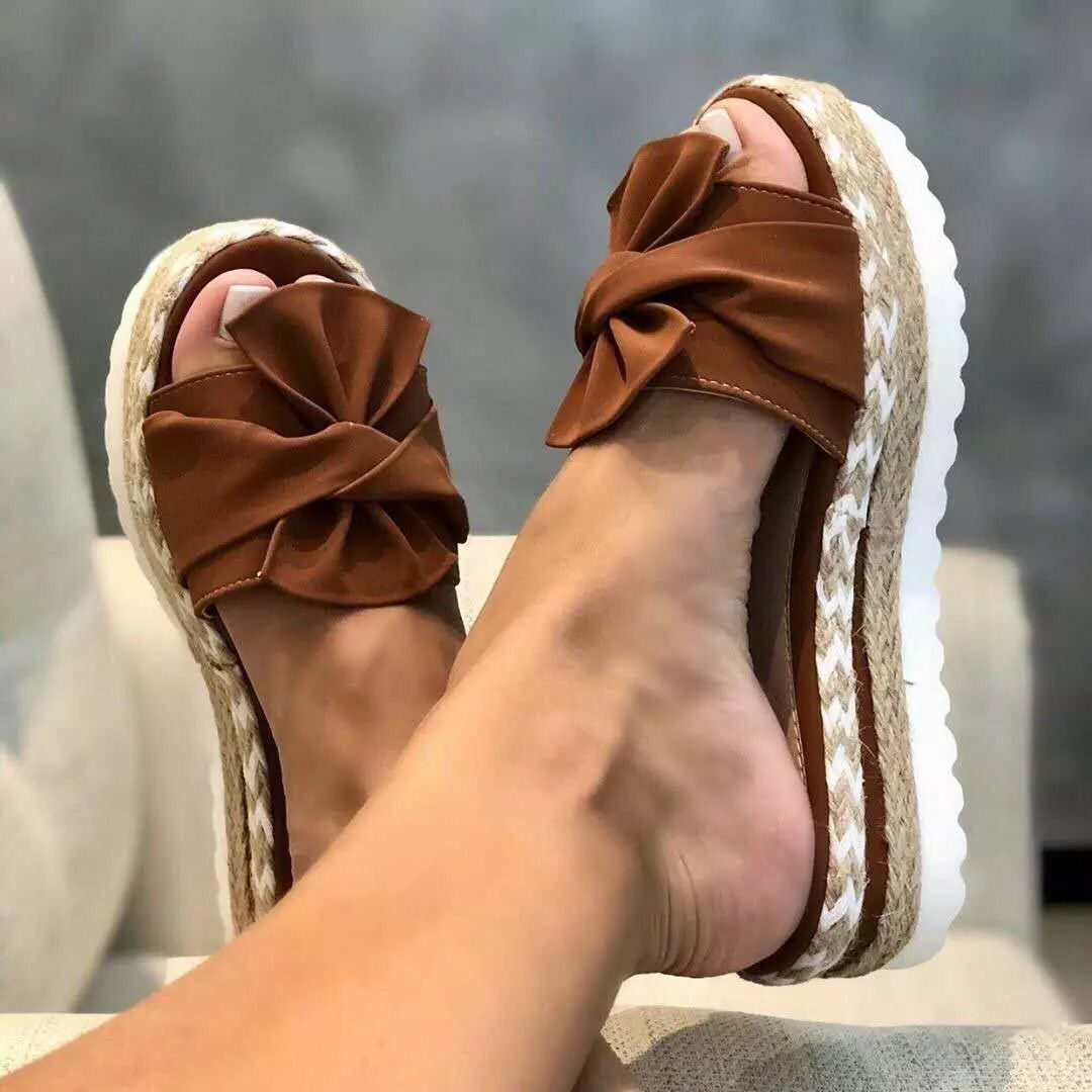 Women Bow Slippers Platform Sandals Shoes Summer