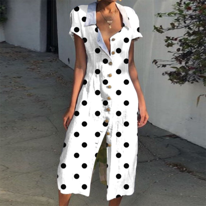 Elegant Printed Polka Dot Dress