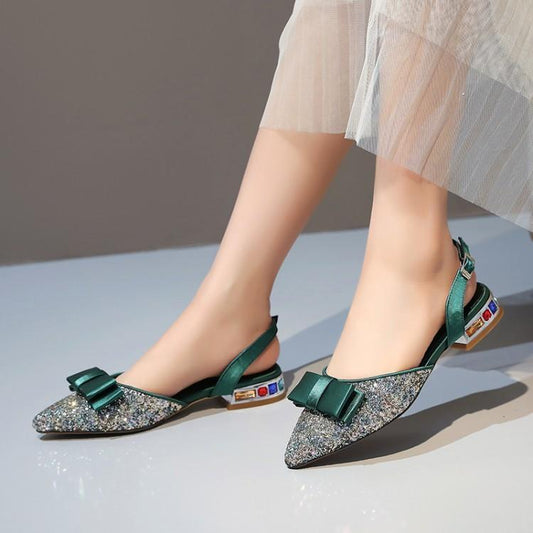 Sequined Diamond Bow Sandals Women