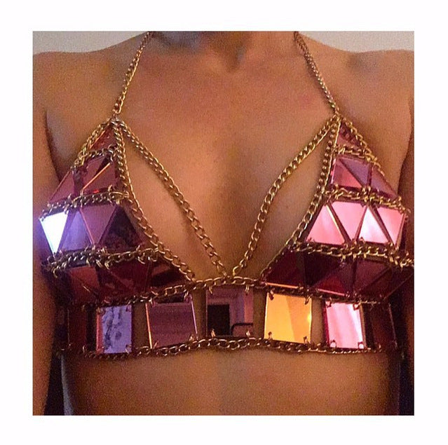 Sequin Triangle Stitching Top