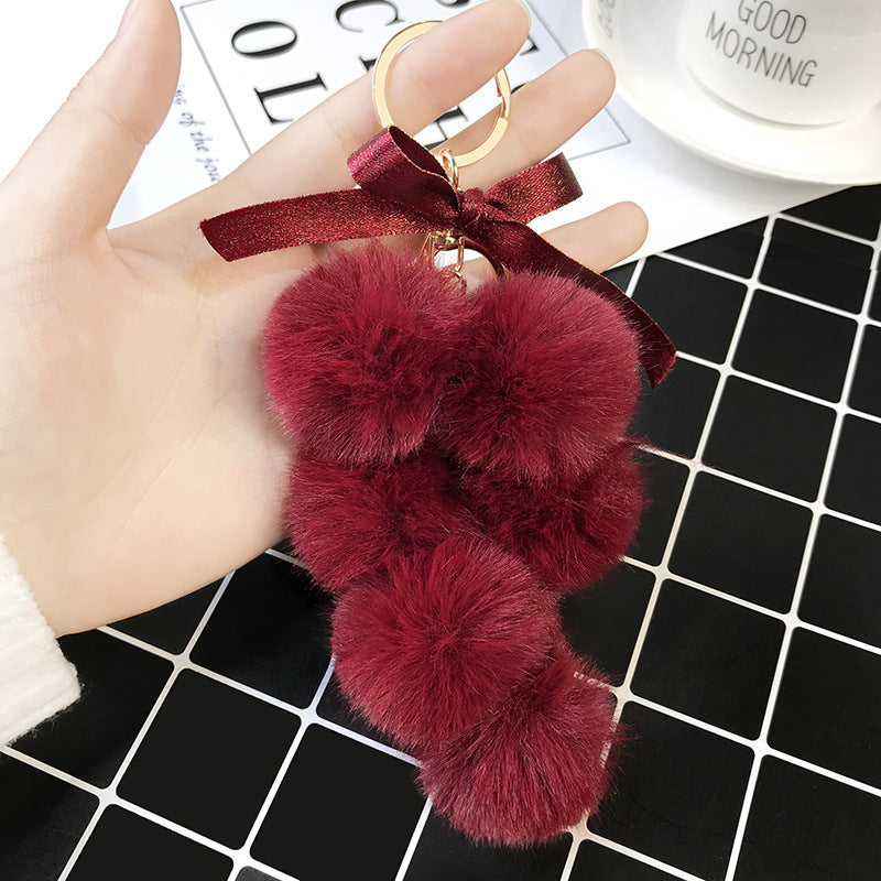 Fabric Bow Grape Keychain