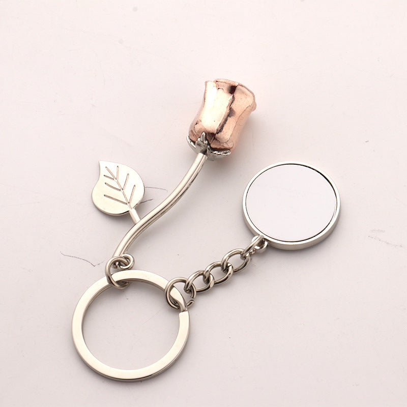 Zinc Alloy Rose Keychain Pendant