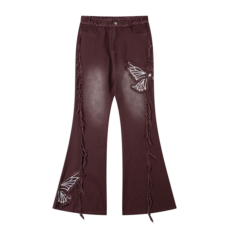 Retro Butterfly Embroidered Jeans