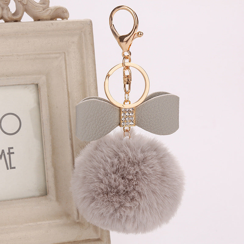 Fashion Fluffy Ball & Bow Keychain