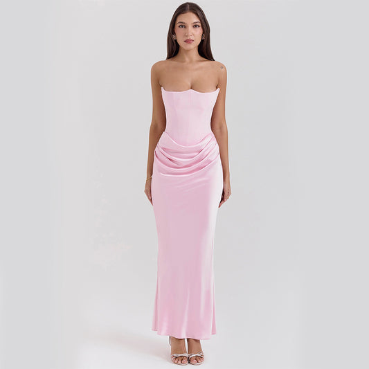 Slim Tube Top Long Dress Sexy Fashion Bandeau Backless Party Evening Dresses For Women Clothing