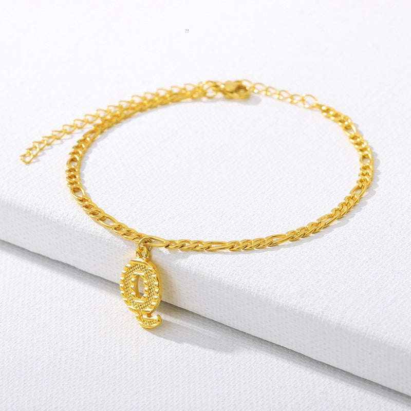 Initial Gold Letter Anklet Alphabet Pendants