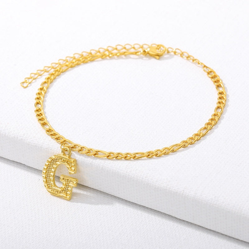 Initial Gold Letter Anklet Alphabet Pendants