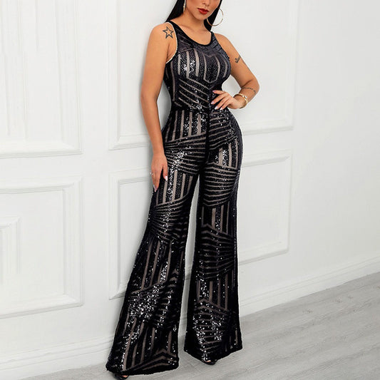 Noble Sequin Sleeveless Wide Leg Pants