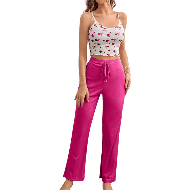 Ladies' Homewear Suspender Trousers Casual And Comfortable Pajamas Suit