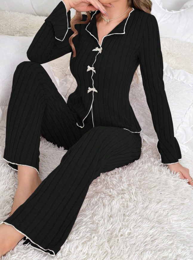 Women Bow Fashion Long Sleeve Trousers