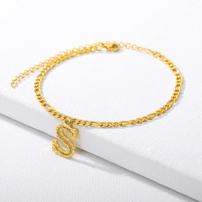 Initial Gold Letter Anklet Alphabet Pendants