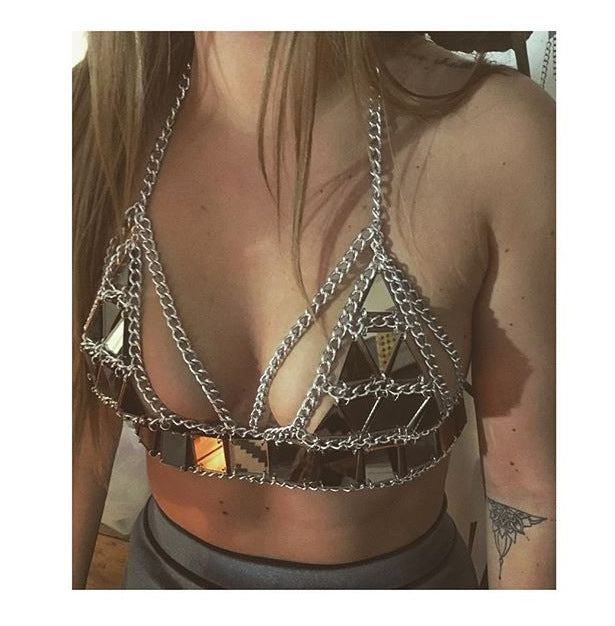 Sequin Triangle Stitching Top