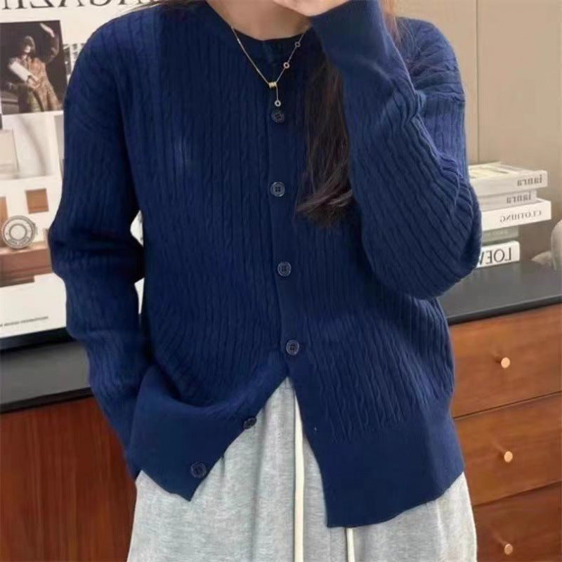 Retro Twist Knitted Cardigan Women's Top