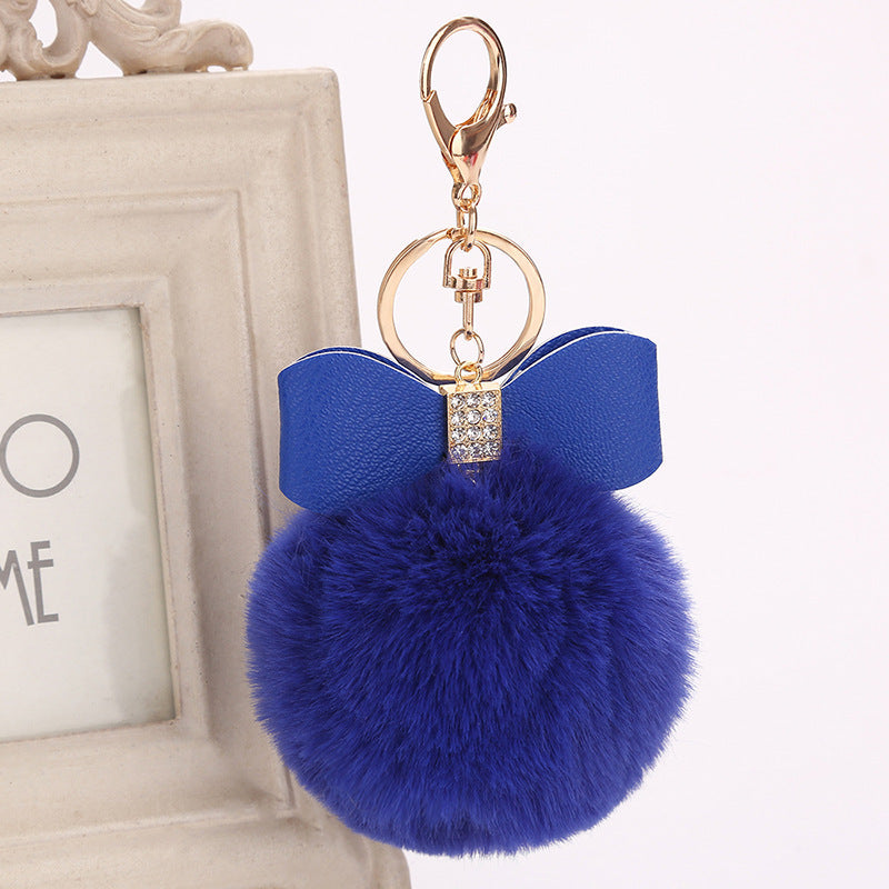 Fashion Fluffy Ball & Bow Keychain