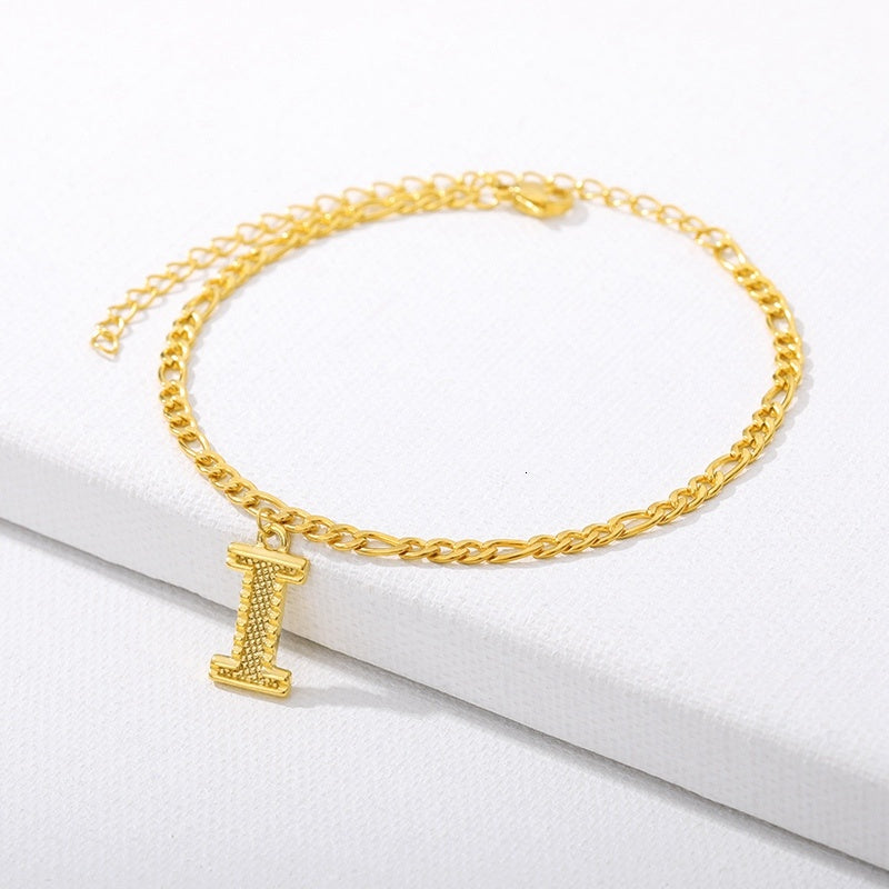 Initial Gold Letter Anklet Alphabet Pendants