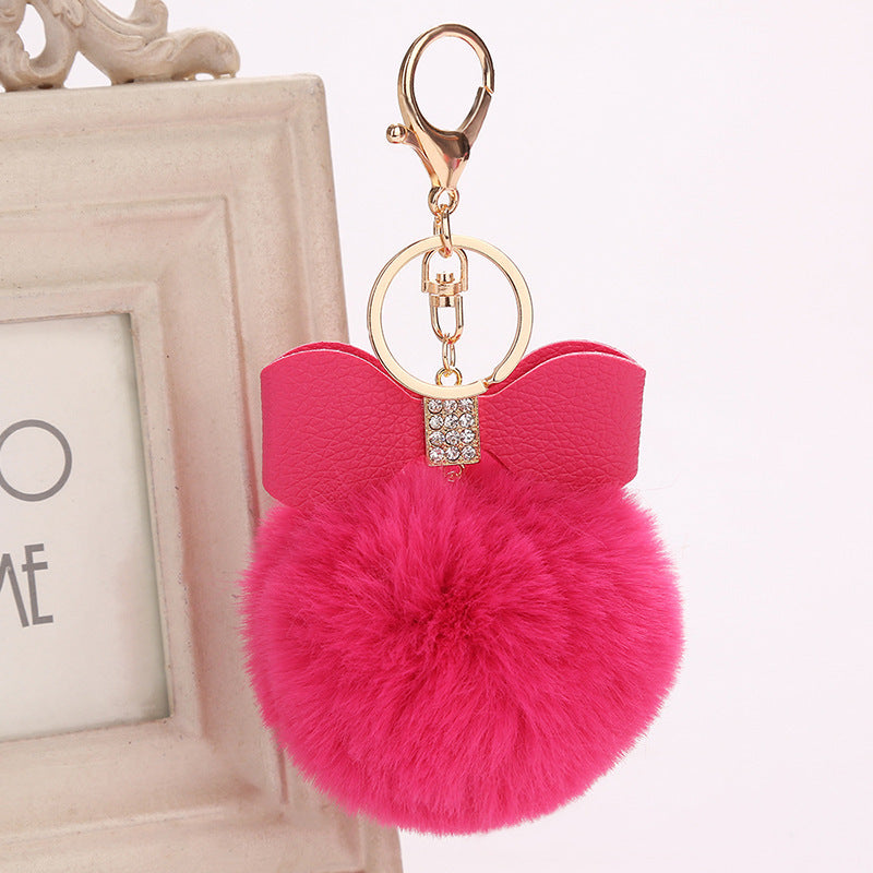 Fashion Fluffy Ball & Bow Keychain