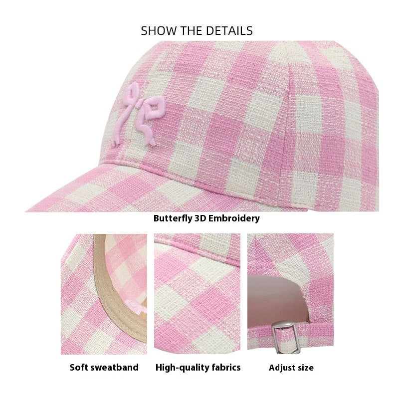 Embroidery Bow Baseball Cap Women's Fashionable Peaked Cap Sun Protection Hat