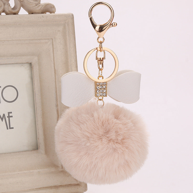 Fashion Fluffy Ball & Bow Keychain