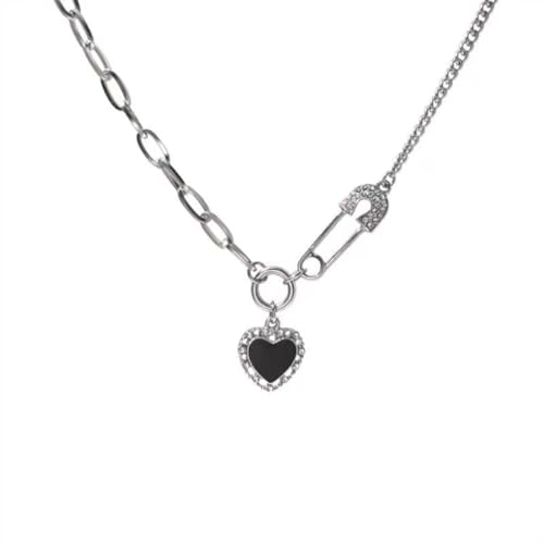 Safety Pin Necklace Heart Pendant