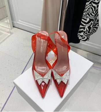 Transparent Bow Pointed Toe Sandals For Women