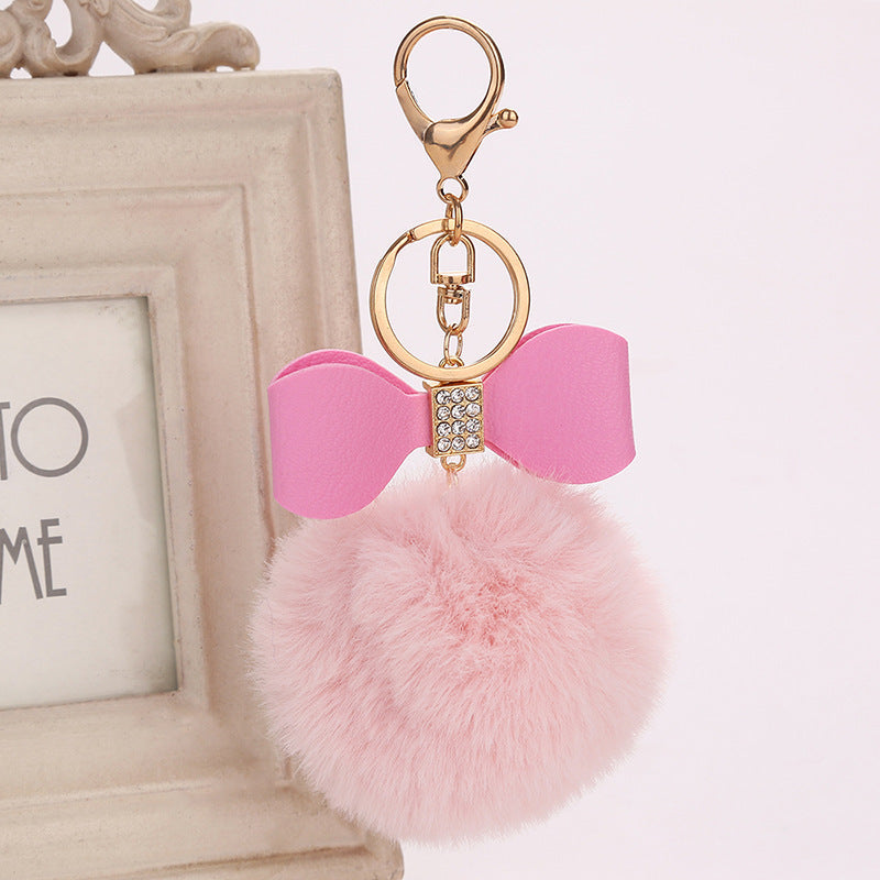 Fashion Fluffy Ball & Bow Keychain