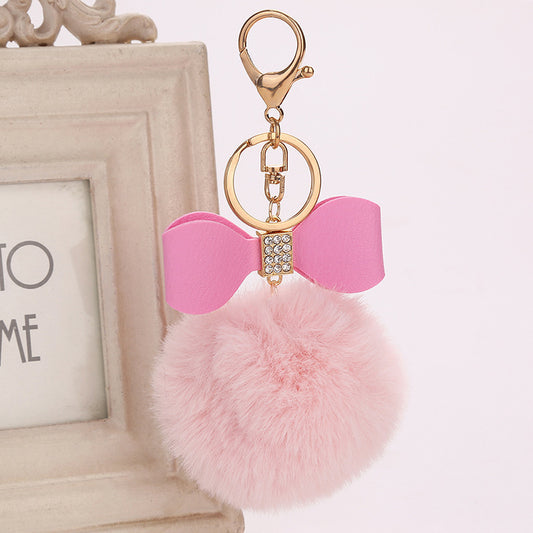 Fashion Fluffy Ball & Bow Keychain