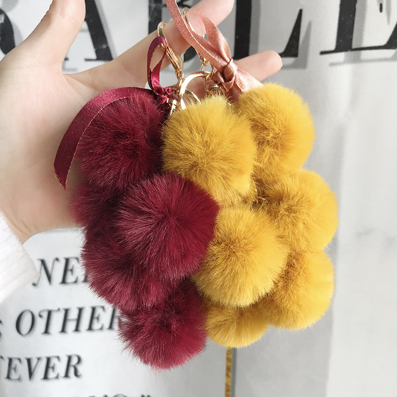 Fabric Bow Grape Keychain