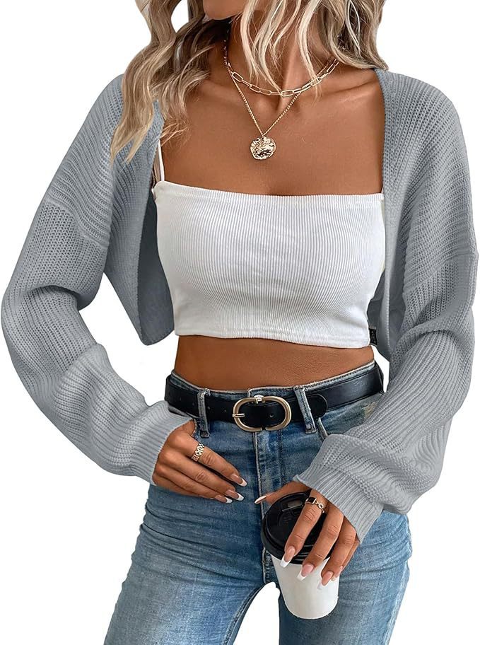 Women's Cardigan Shawl Long-sleeved Knitted Short Top