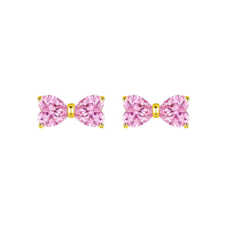 Zircon Bow Stud Earrings For Women